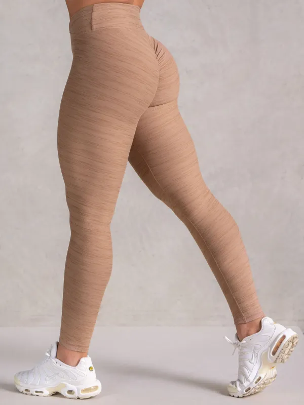 Icon Cross Over Scrunch Leggings - Mocha Marl sold by Ryderwear