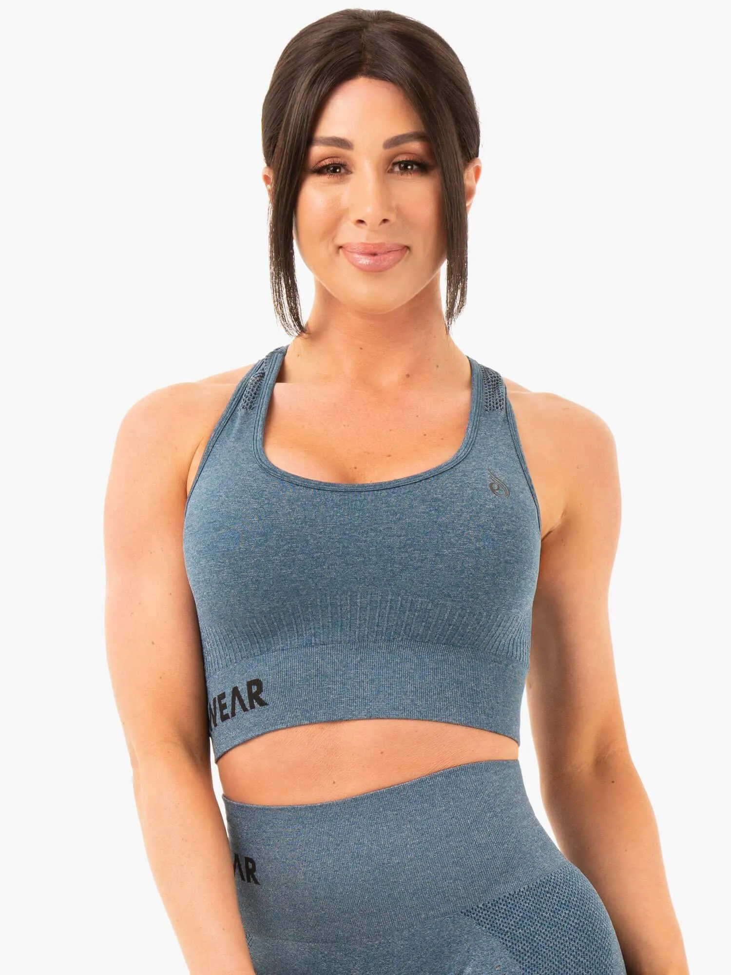 Seamless Staples Sports Bra - Teal Marl sold by Ryderwear