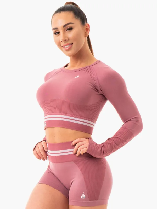 Freestyle Seamless Long Sleeve Crop - Dusty Pink sold by Ryderwear