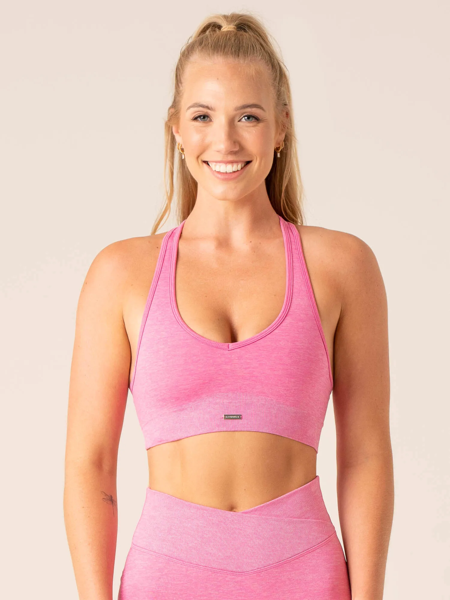 Focus Seamless Sports Bra - Hot Pink Marl sold by Ryderwear product image thumbnail 3