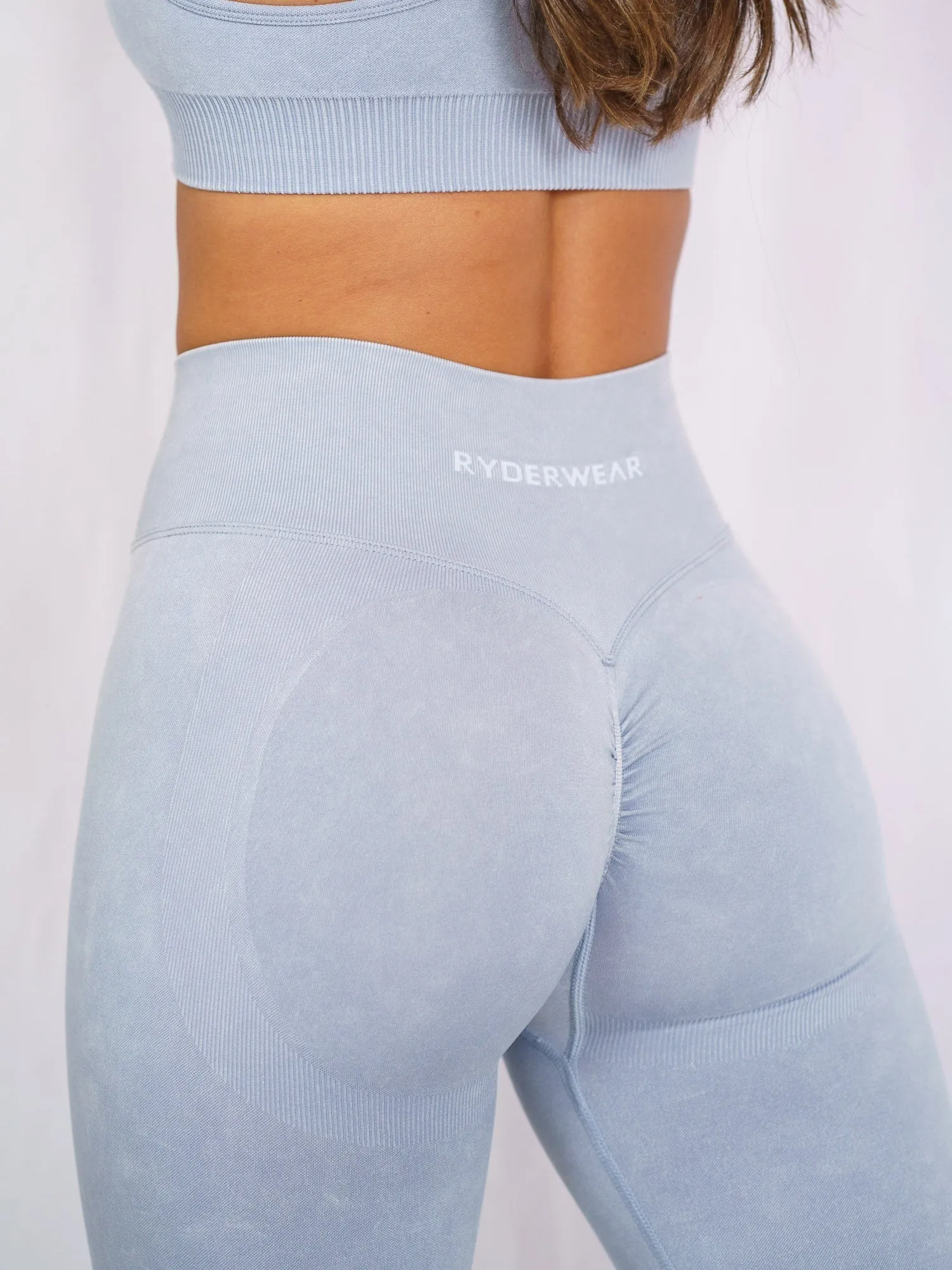 Stonewash Scrunch Seamless Leggings - Dusty Blue Stonewash sold by Ryderwear product image thumbnail 3