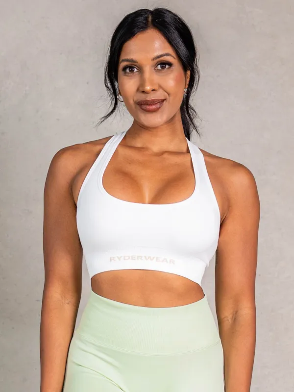 NRG Seamless Scoop Neck Sports Bra - White sold by Ryderwear