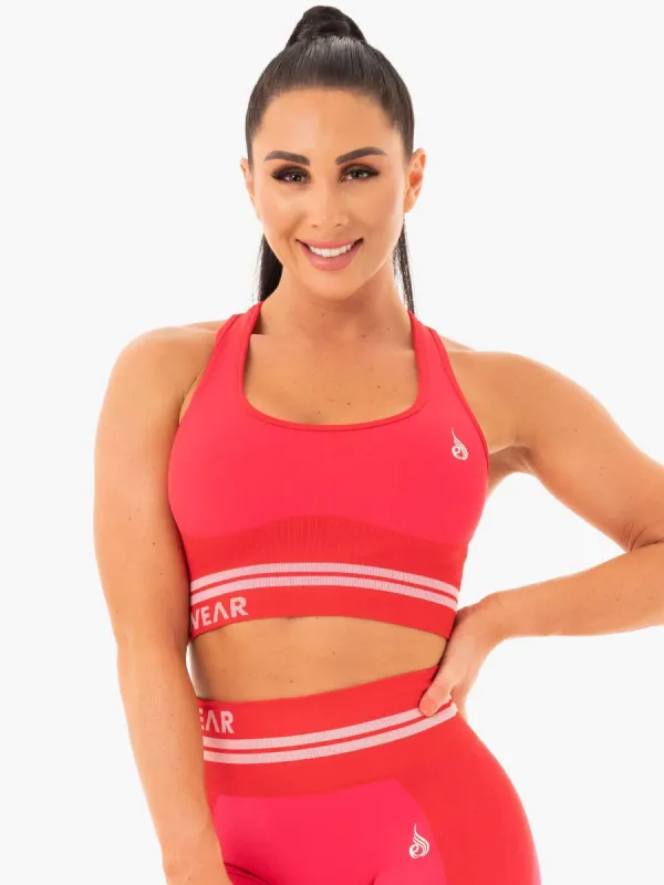 Freestyle Seamless Longline Sports Bra - Red sold by Ryderwear