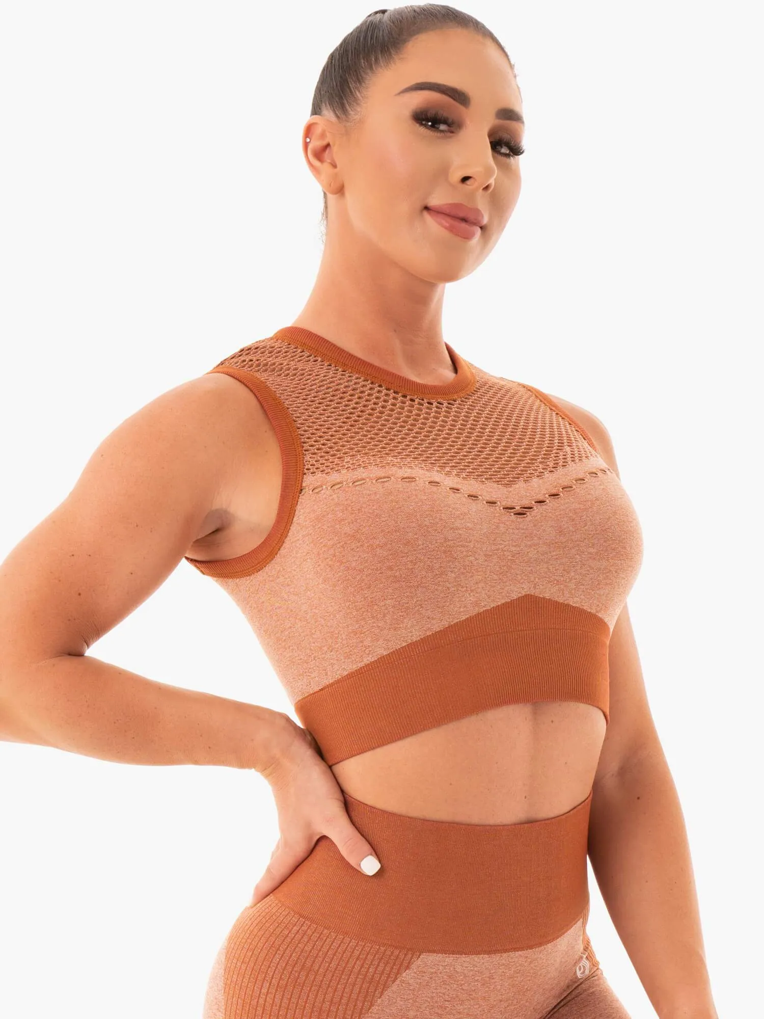 Oasis Seamless Crop Top - Desert Rust sold by Ryderwear product image thumbnail 5