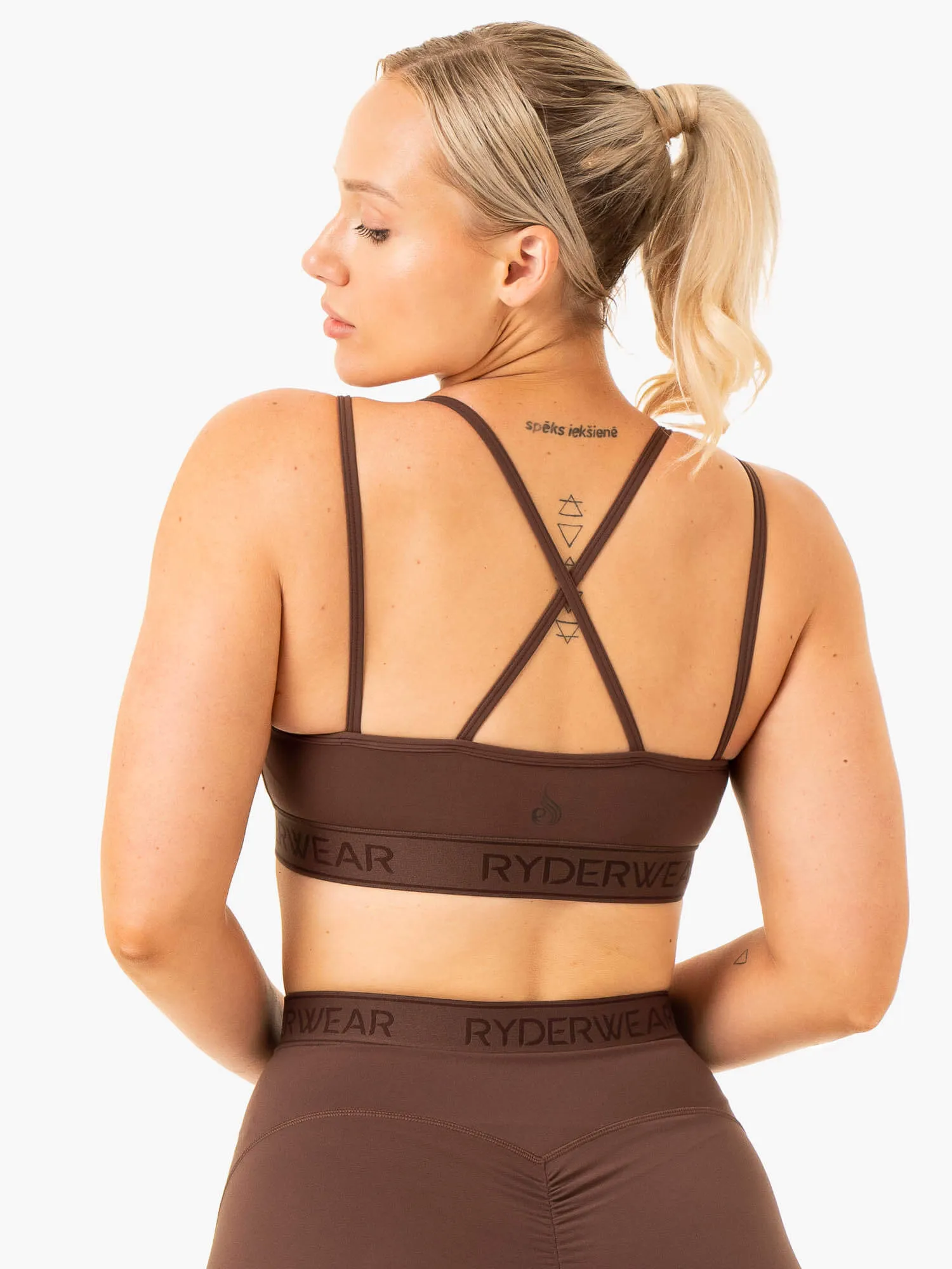 Level Up V-Neck Sports Bra - Chocolate sold by Ryderwear product image thumbnail 2
