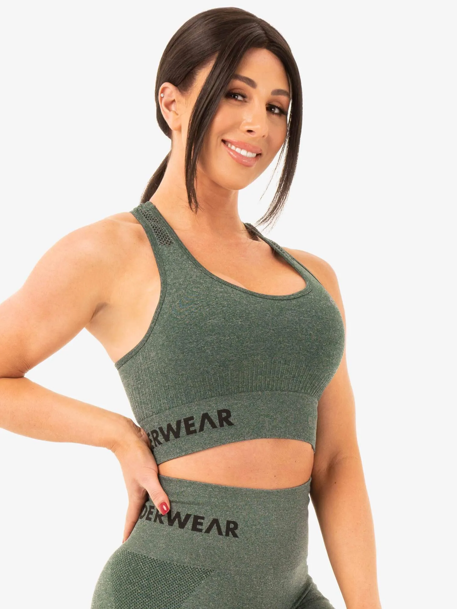 Seamless Staples Sports Bra - Forest Green Marl sold by Ryderwear product image thumbnail 4