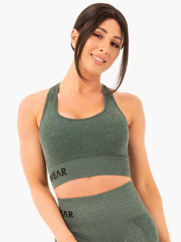 Seamless Staples Sports Bra - Forest Green Marl sold by Ryderwear