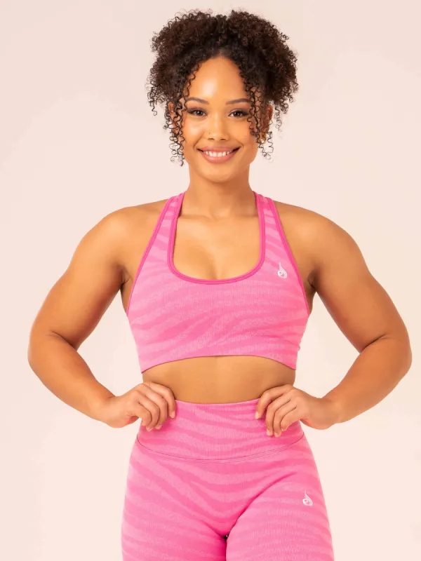 Zebra Seamless Sports Bra - Pink Zebra sold by Ryderwear