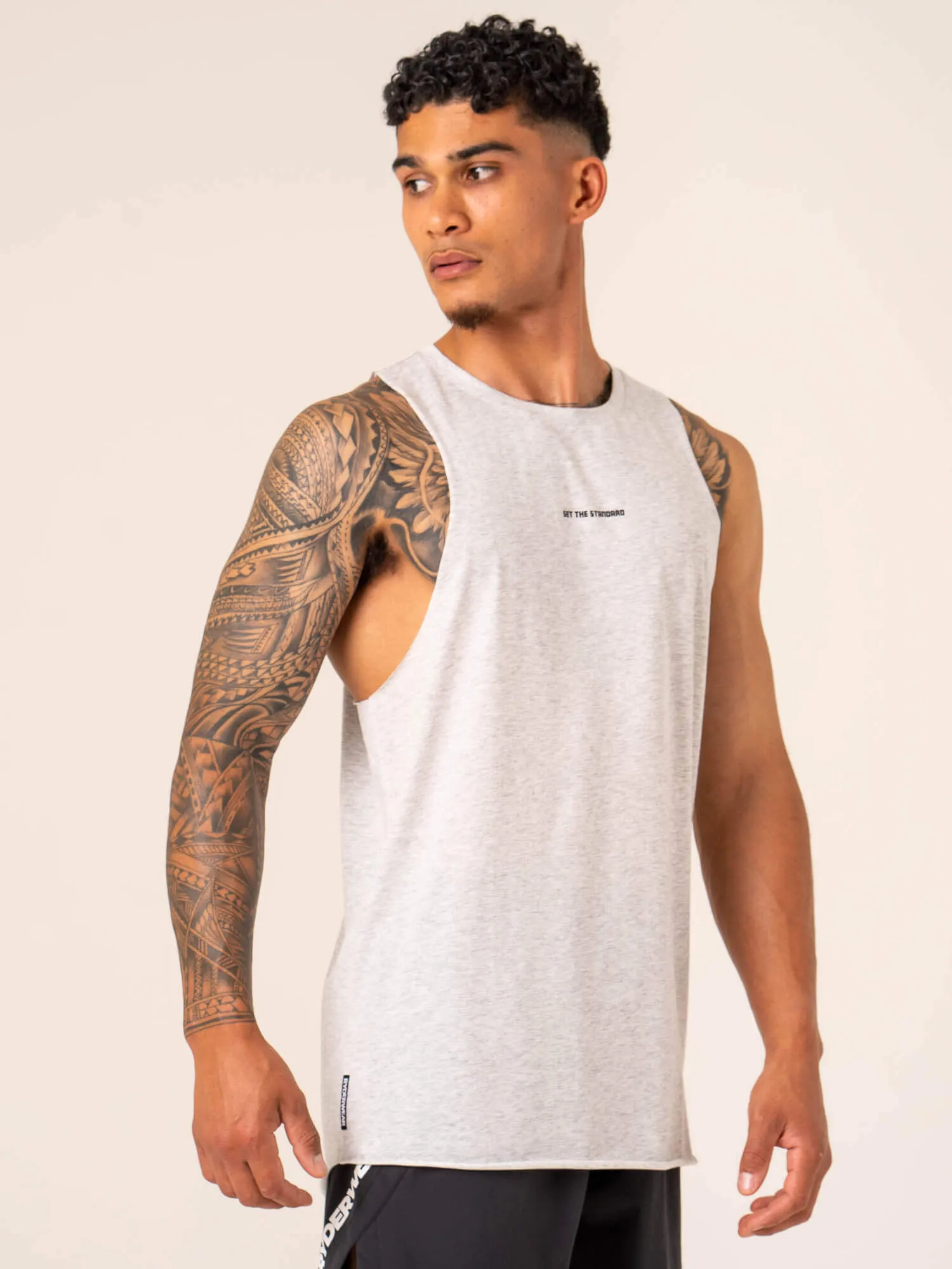 Emerge Drop Armhole Tank - Snow Grey Marl sold by Ryderwear