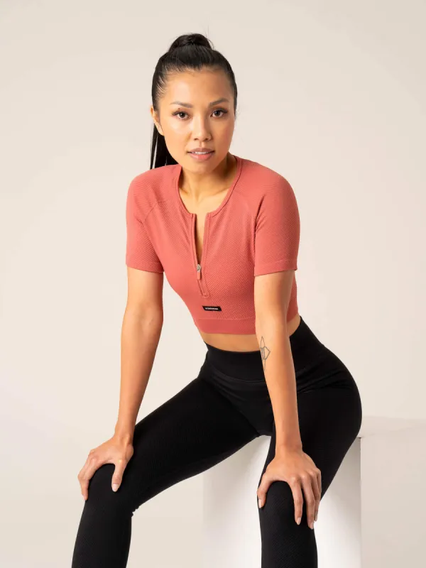 Circuit Rib Seamless T-Shirt - Dusty Red sold by Ryderwear