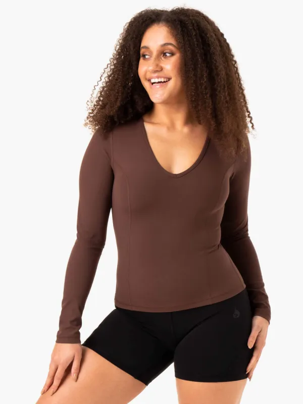 NKD Align Long Sleeve Training Top - Chocolate sold by Ryderwear