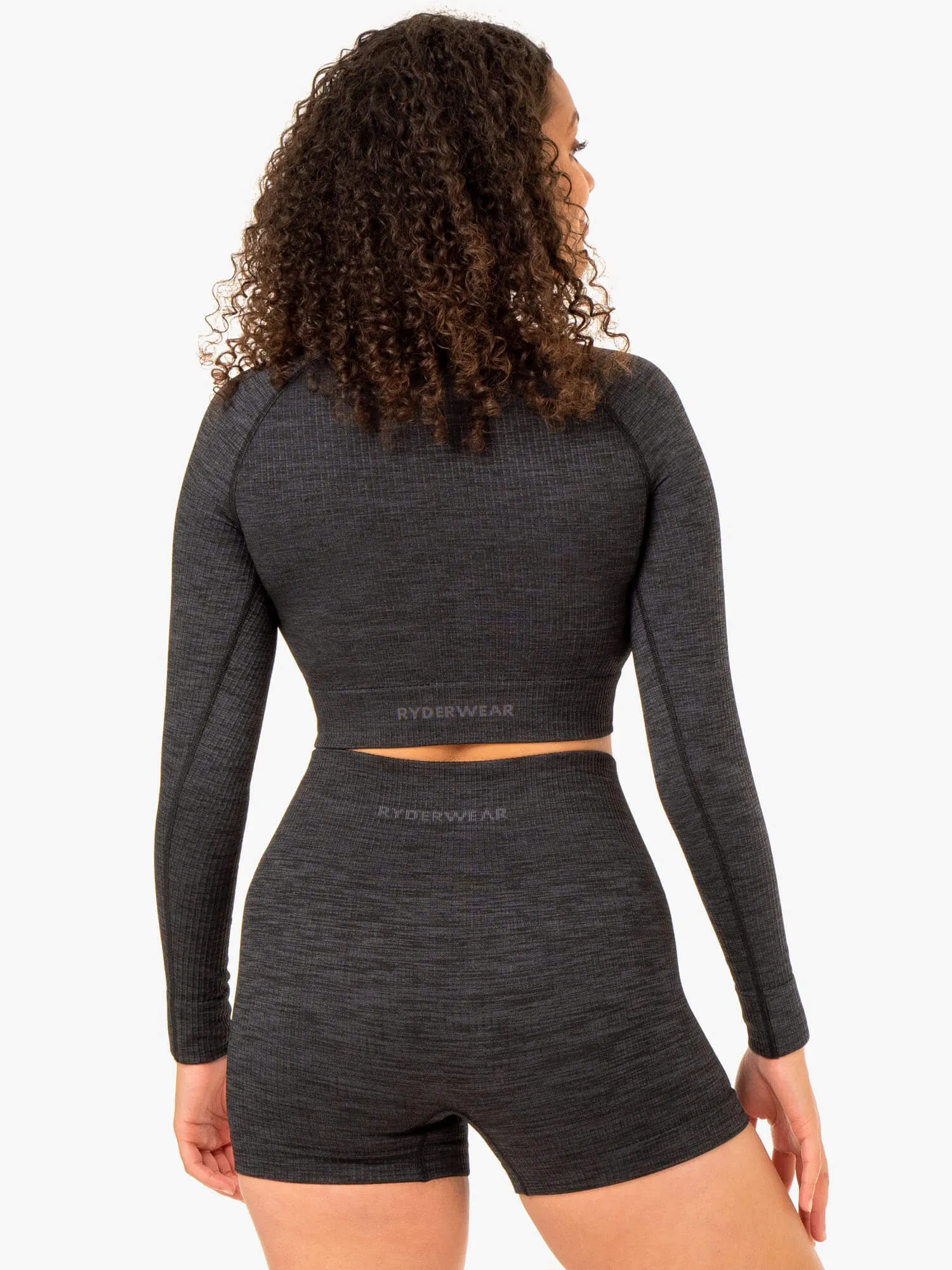 Rib Seamless Long Sleeve Top - Black Marl sold by Ryderwear product image thumbnail 2