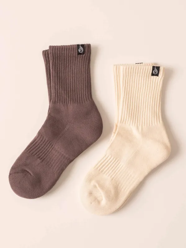Crew Socks - Vanilla/Taupe sold by Ryderwear