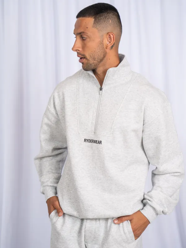 Unisex Half Zip Jumper - Snow Marl sold by Ryderwear