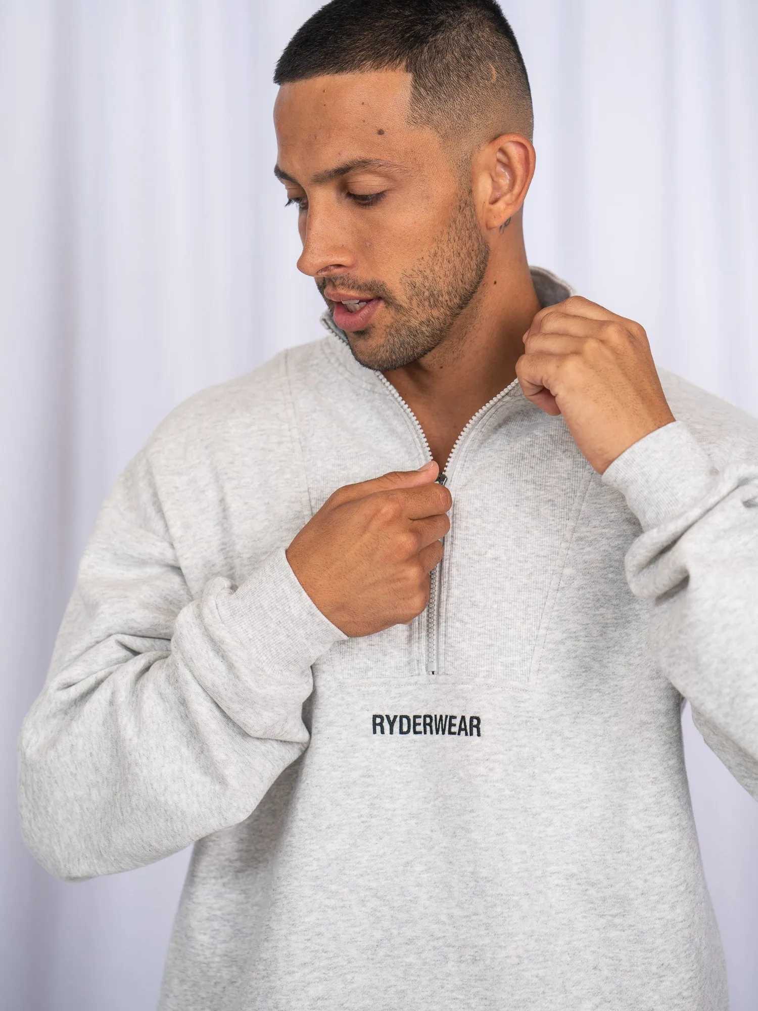 Unisex Half Zip Jumper - Snow Marl sold by Ryderwear product image thumbnail 3
