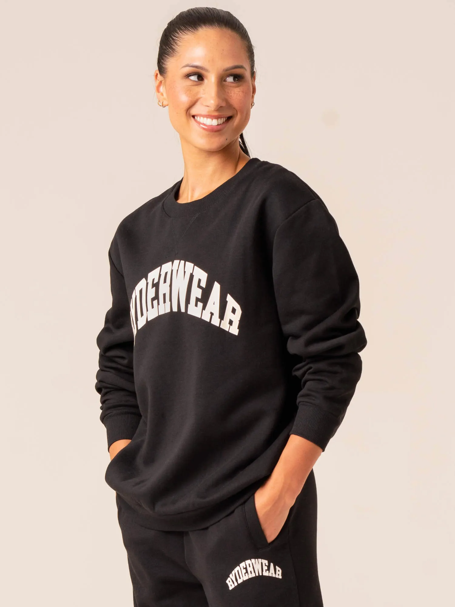 Women's Collegiate Crew Neck - Black sold by Ryderwear product image thumbnail 2