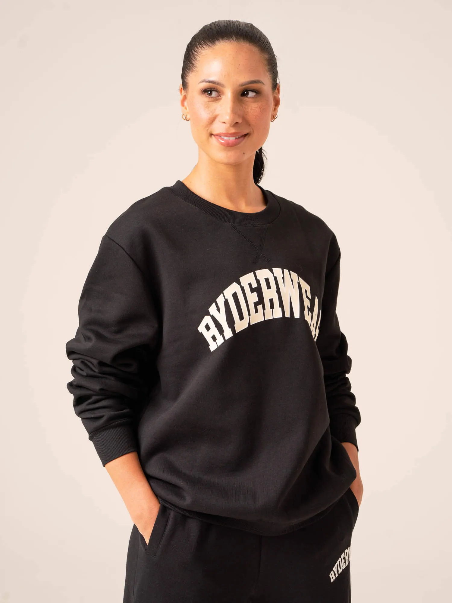 Women's Collegiate Crew Neck - Black sold by Ryderwear product image thumbnail 5