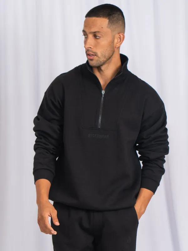 Unisex Half Zip Jumper - Black sold by Ryderwear