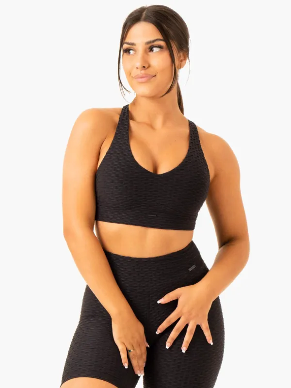 Optic V-Neck Sports Bra - Black sold by Ryderwear