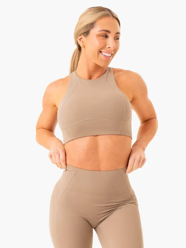 NKD Frame Long Line Sports Bra - Latte sold by Ryderwear
