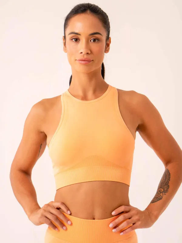 Lift Seamless High Neck Sports Bra - Mango sold by Ryderwear
