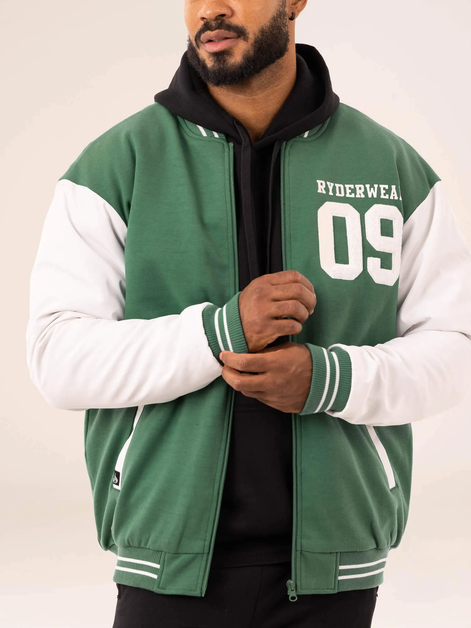 Varsity Bomber Jacket - Green/Vanilla sold by Ryderwear product image thumbnail 3