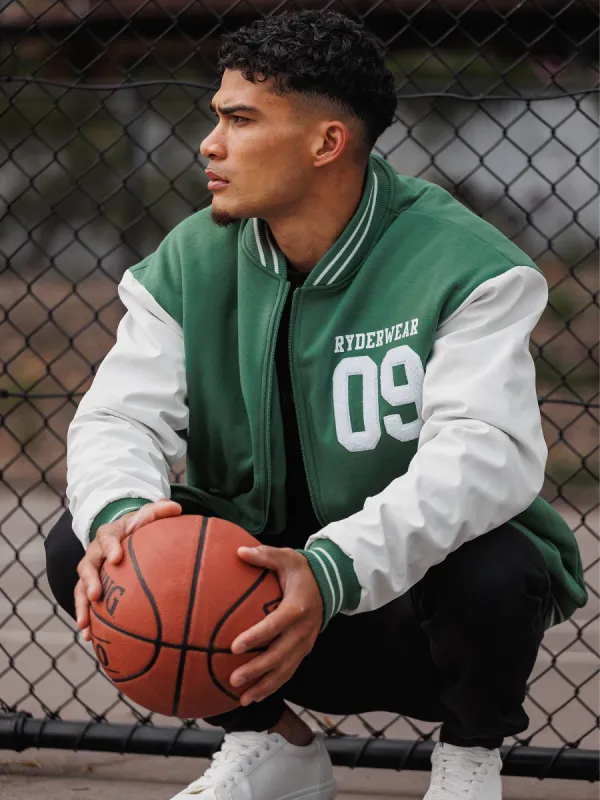 Varsity Bomber Jacket - Green/Vanilla made by Ryderwear