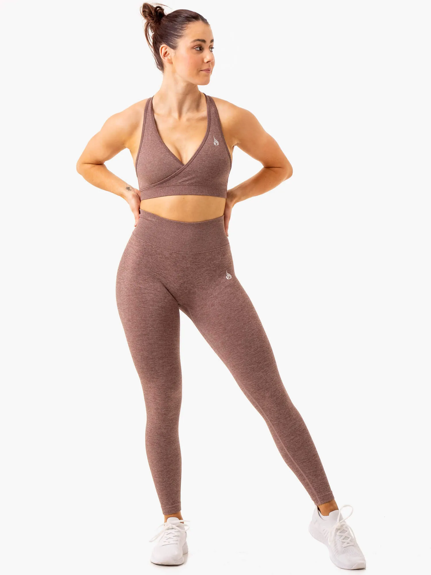 Essential Seamless Cross Over Sports Bra - Chocolate Marl sold by Ryderwear product image thumbnail 4