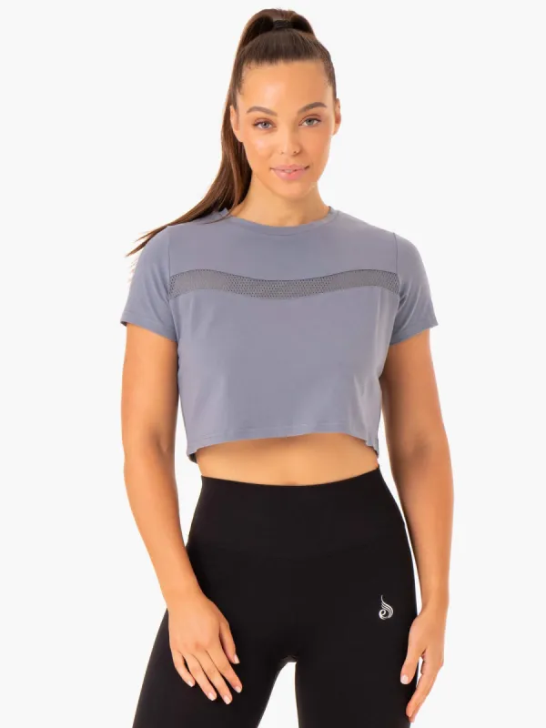 Hybrid Mesh Tee - Steel Blue sold by Ryderwear