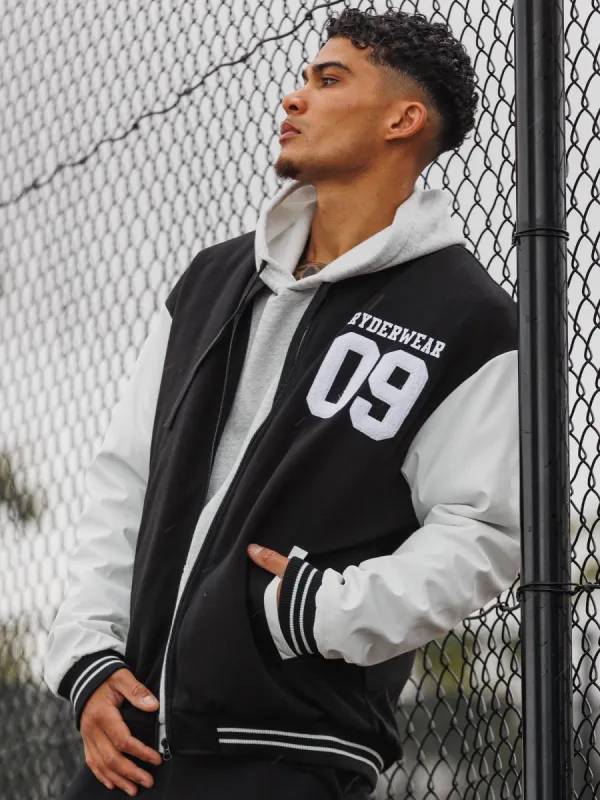 Varsity Bomber Jacket - Black/Vanilla made by Ryderwear