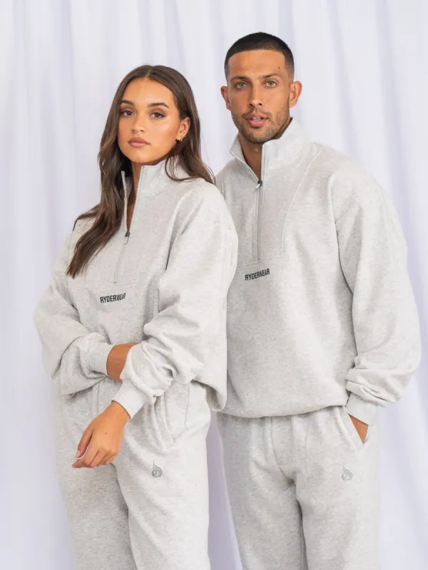 Unisex Half Zip Jumper - Snow Marl sold by Ryderwear
