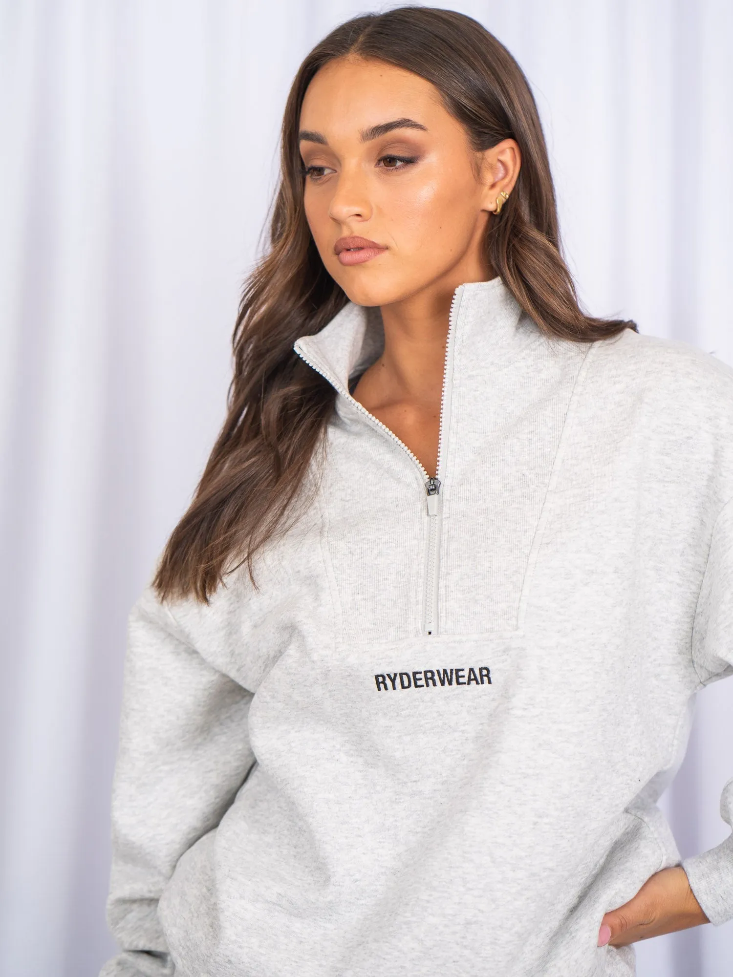 Unisex Half Zip Jumper - Snow Marl sold by Ryderwear product image thumbnail 2