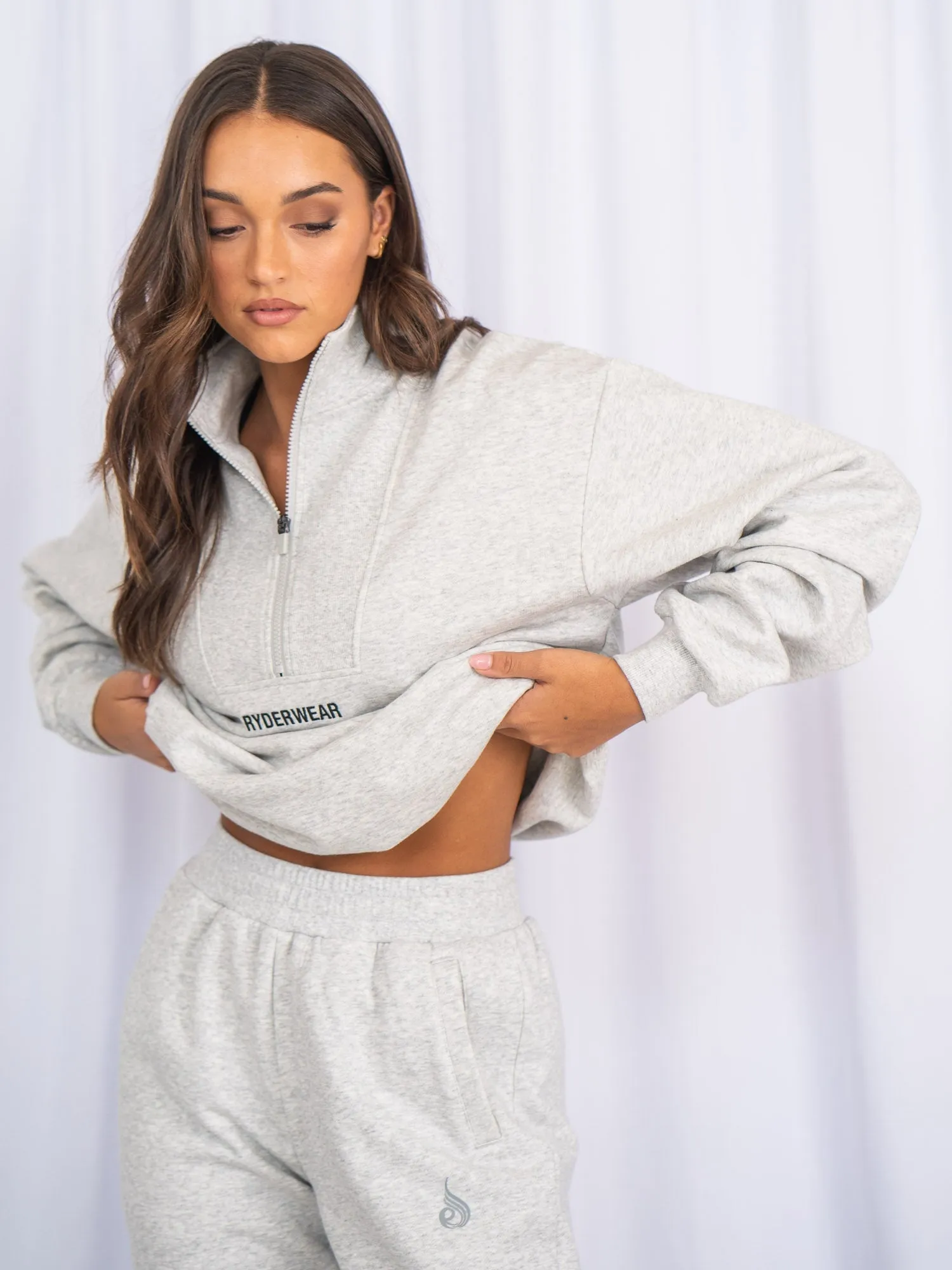 Unisex Half Zip Jumper - Snow Marl sold by Ryderwear product image thumbnail 3