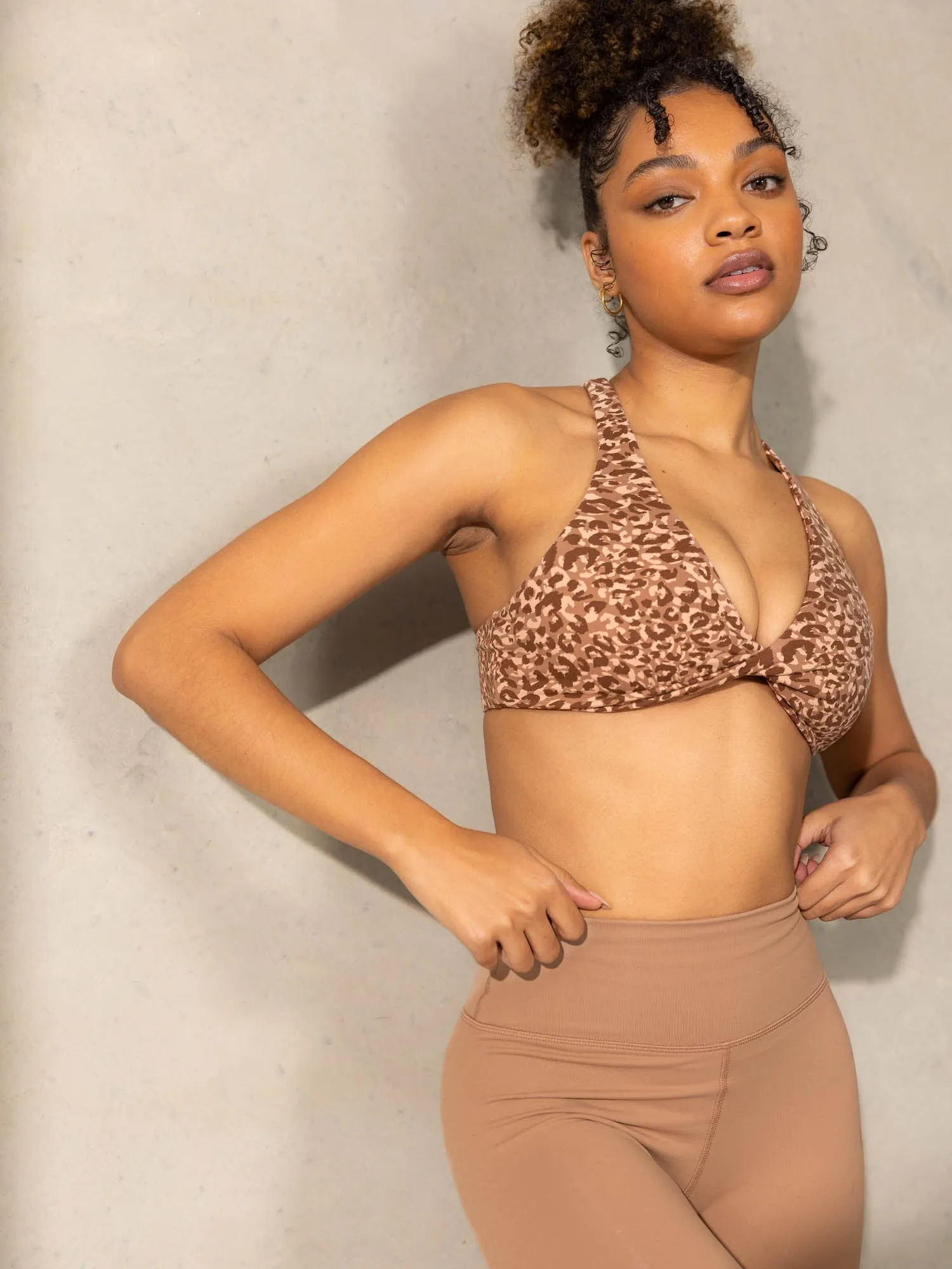 Momentum Twist Sports Bra - Mocha Leopard sold by Ryderwear product image thumbnail 3