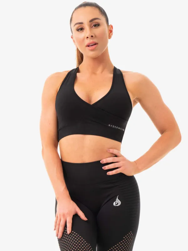 Geo Seamless Sports Bra - Black sold by Ryderwear