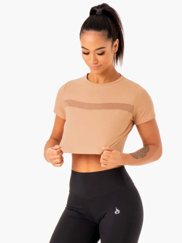 Hybrid Mesh Tee - Tan sold by Ryderwear