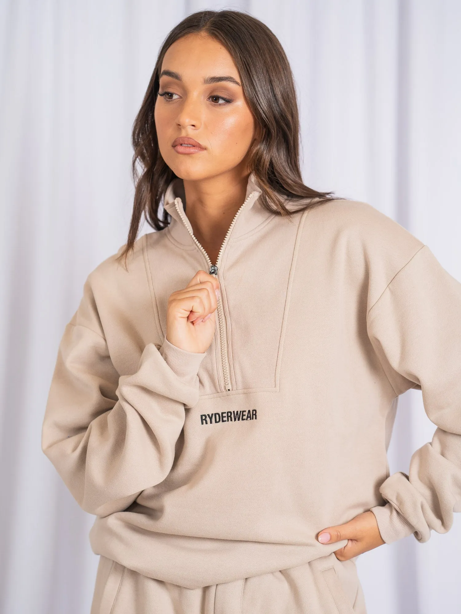 Unisex Half Zip Jumper - Sand sold by Ryderwear product image thumbnail 5