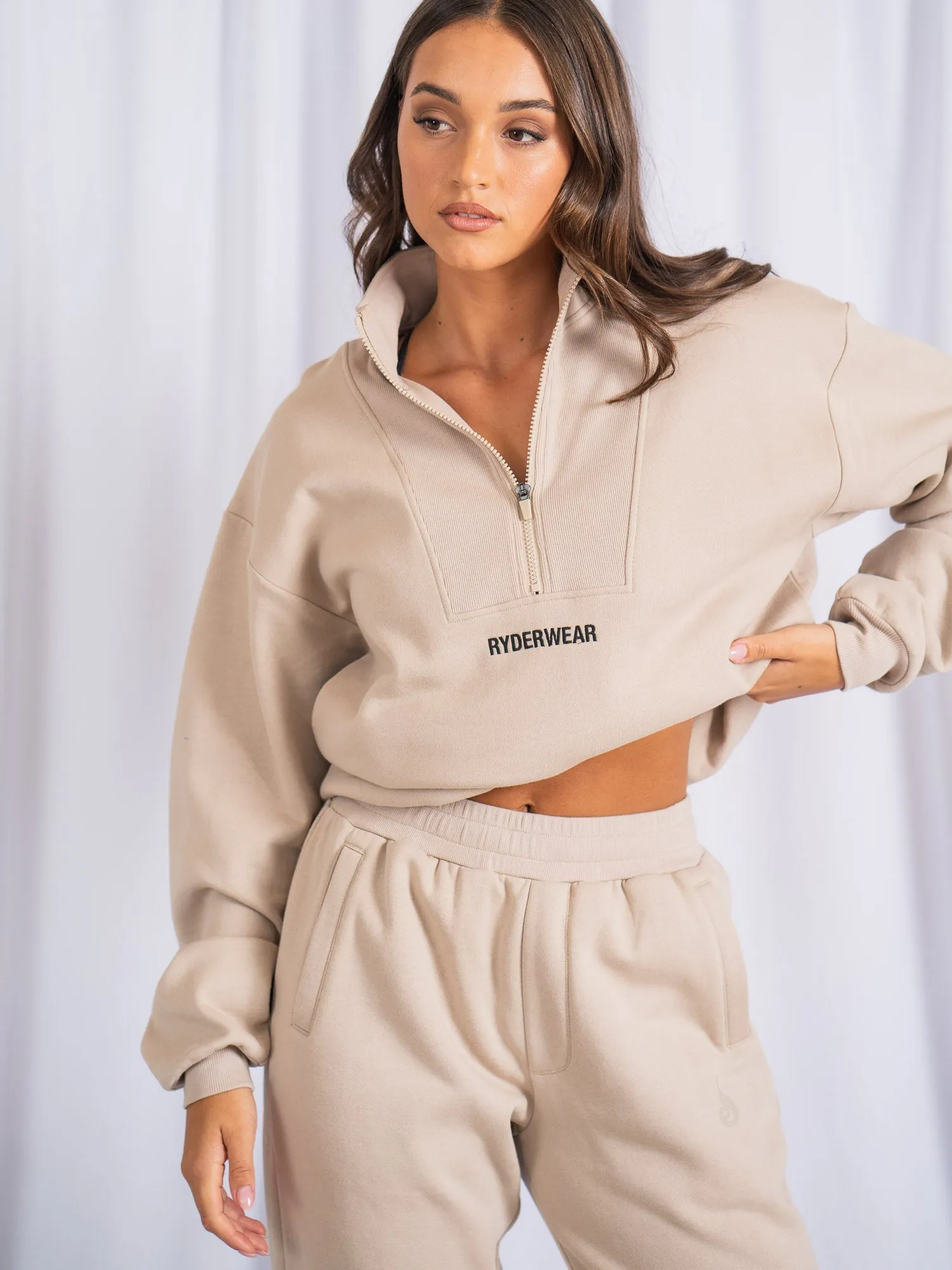 Unisex Half Zip Jumper - Sand sold by Ryderwear product image thumbnail 2