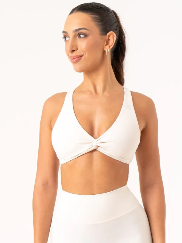NKD Knot Sports Bra - Off White sold by Ryderwear