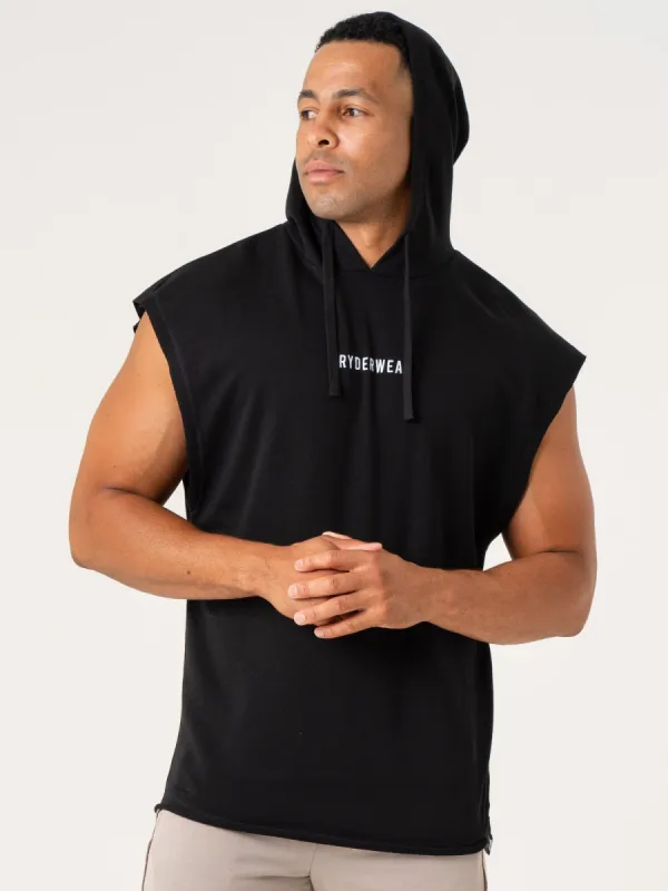 Pursuit Fleece Sleeveless Hoodie - Black made by Ryderwear