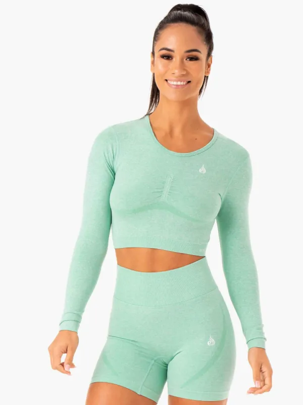 Sculpt Seamless Long Sleeve Top - Mint Marl sold by Ryderwear