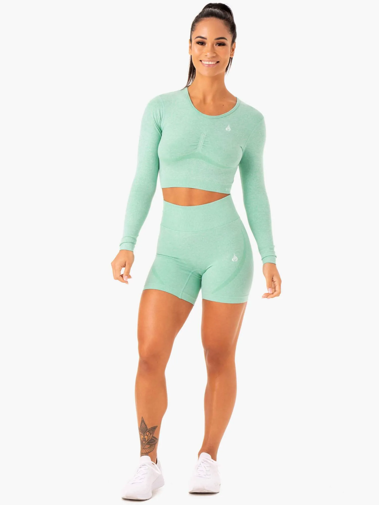 Sculpt Seamless Long Sleeve Top - Mint Marl sold by Ryderwear product image thumbnail 5
