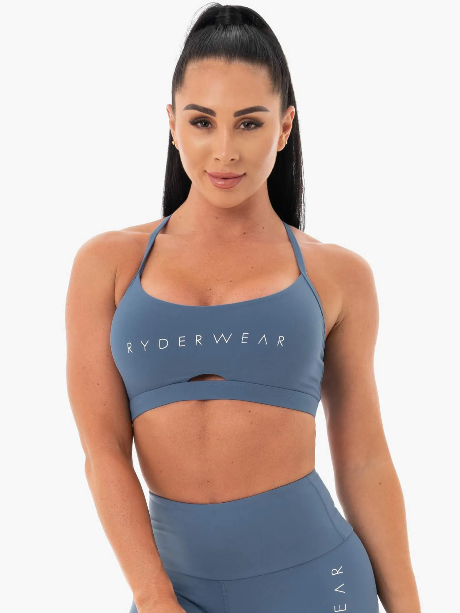 Staples Sports Bra - Steel Blue sold by Ryderwear