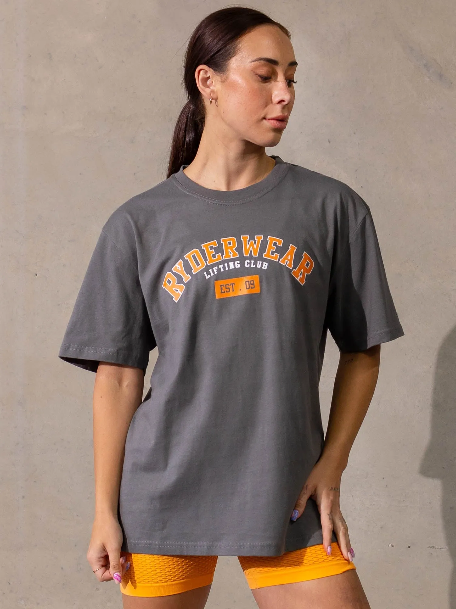 Varsity Oversized T-Shirt - Charcoal sold by Ryderwear