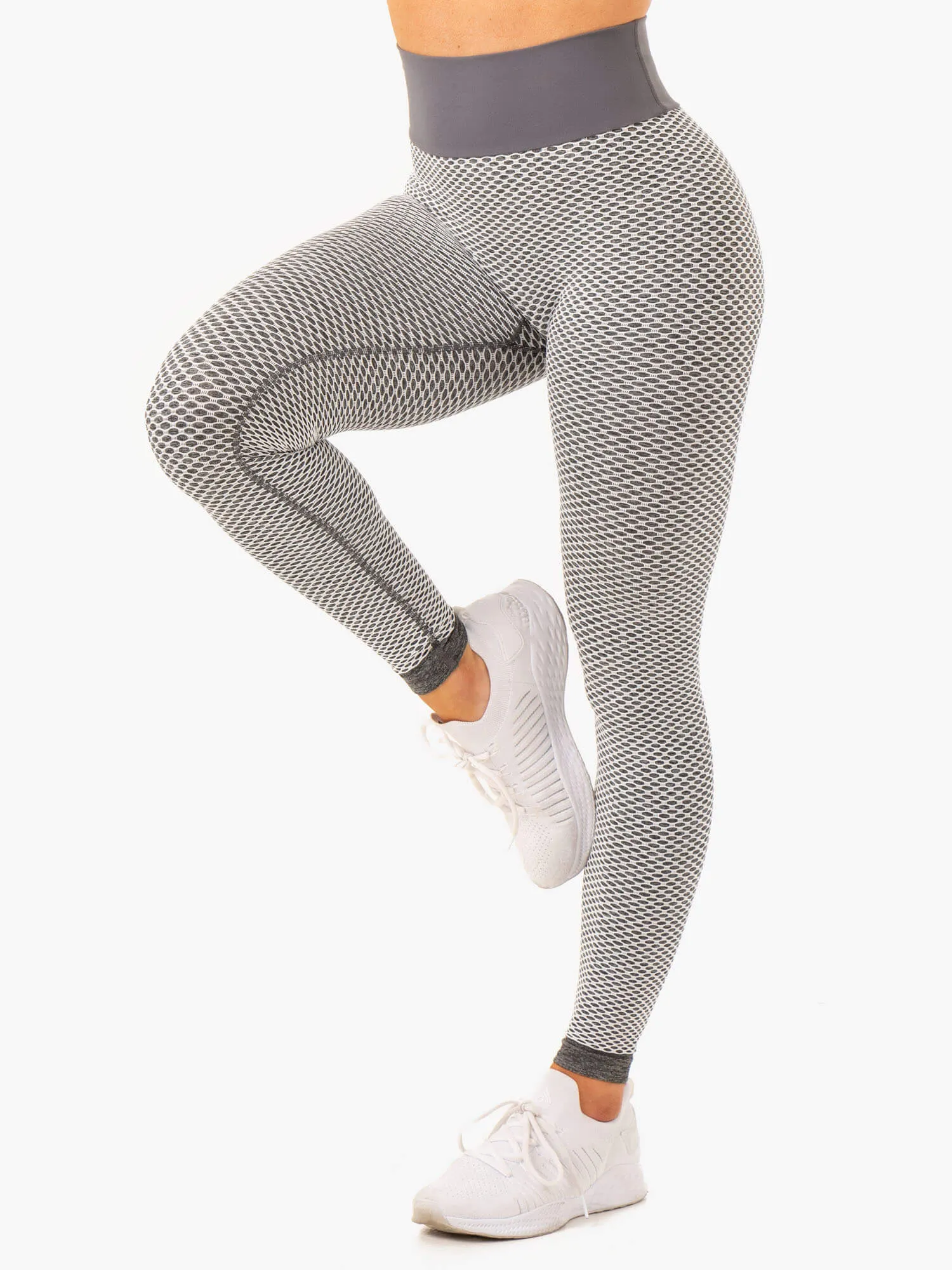 Honeycomb Scrunch Seamless Leggings - Grey Marl sold by Ryderwear product image thumbnail 3