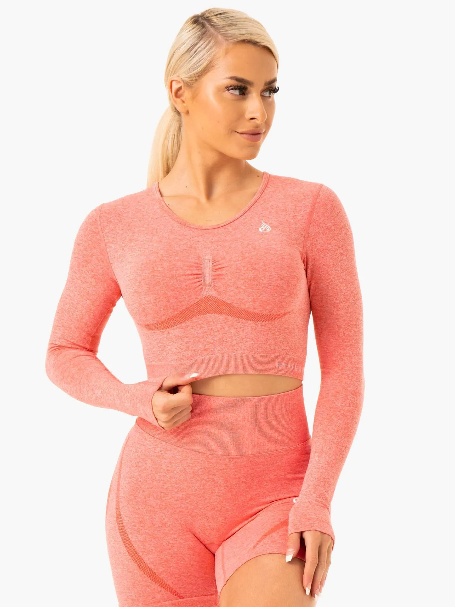 Staples Seamless Long Sleeve Top - Peach Marl sold by Ryderwear