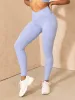 NKD Stonewash Crossover Scrunch Leggings - Cornflower Blue Stonewash sold by Ryderwear