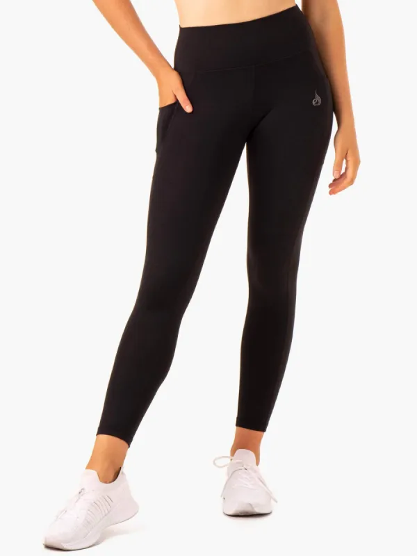 Action High Waisted Pocket Leggings - Black sold by Ryderwear