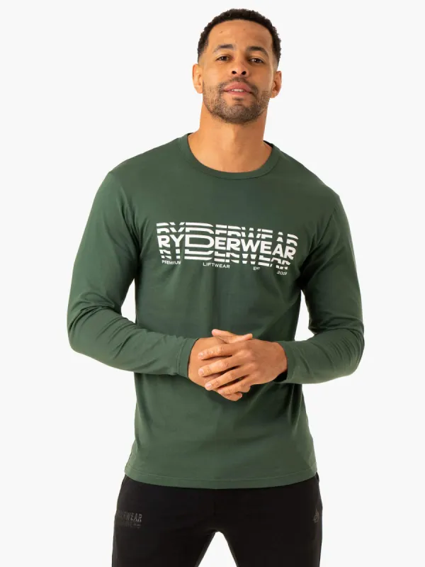 Graphic Long Sleeve T-Shirt - Dark Green sold by Ryderwear