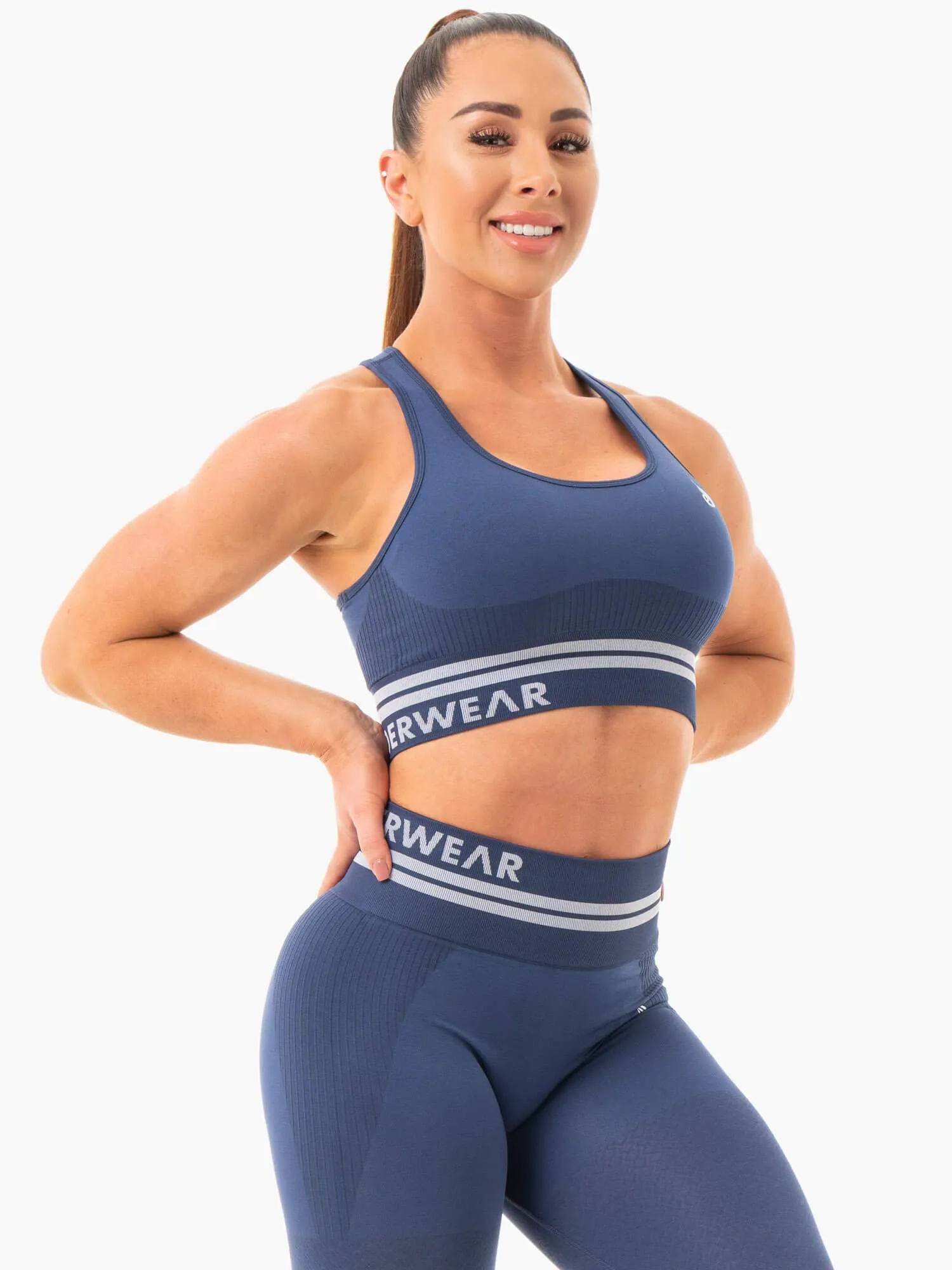 Freestyle Seamless Longline Sports Bra - Steel Blue sold by Ryderwear product image thumbnail 5